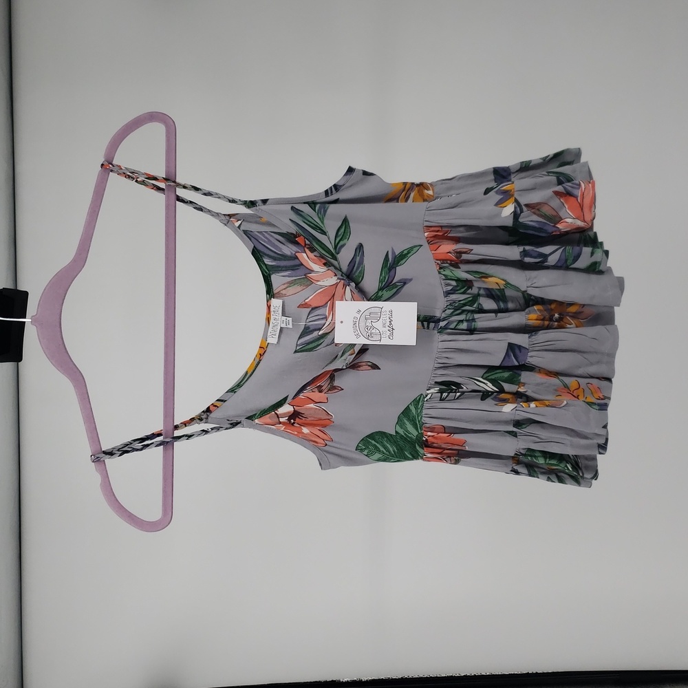 Patrons Of Peace Design In California Tiered Spaghetti Strap Gray Coral XS